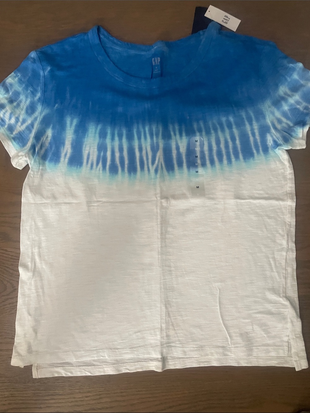 GAP Blue and White Ombre Tie-Dye Short Sleeve Tee